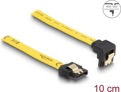 Attēls no Delock SATA 3 Gb/s Cable straight to downwards angled 10 cm yellow