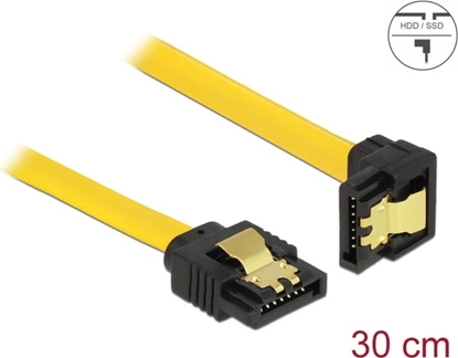 Attēls no Delock SATA 3 Gb/s Cable straight to downwards angled 30 cm yellow
