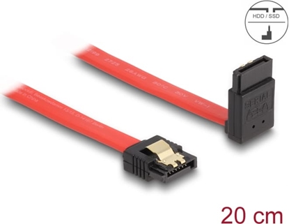 Attēls no Delock SATA 6 Gb/s Cable straight to upwards angled 20 cm red