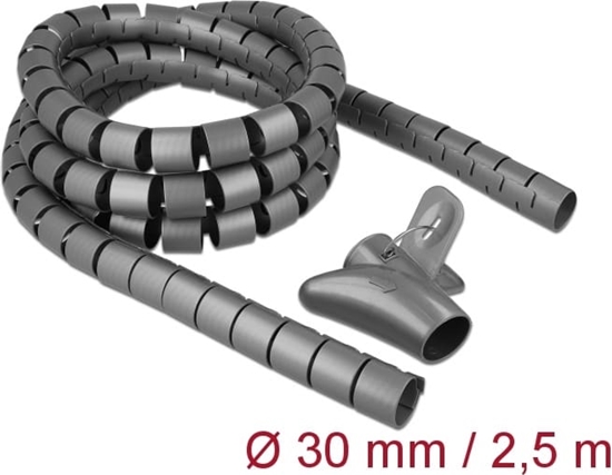 Picture of Delock Spiral Hose with Pull-in Tool 2.5 m x 30 mm grey