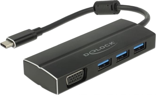 Picture of Delock USB 3.1 Gen 1 Adapter USB Type-C™ to 3 x USB 3.0 Type-A Hub + 1 x VGA (DP Alt Mode)