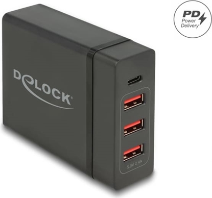 Attēls no Delock USB Charger 1 x USB Type-C™ PD + 3 x USB Type-A 60 W + 12 W
