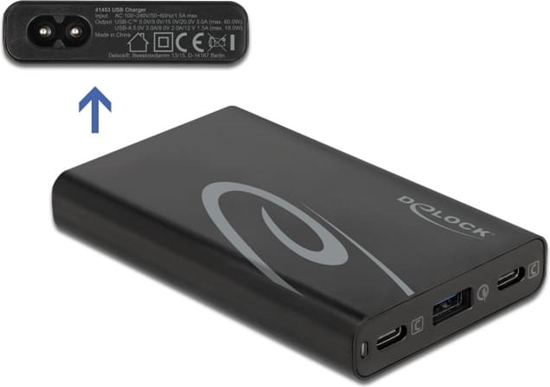 Picture of Delock USB Charger 2 x USB Type-C™ PD 3.0 + 1 x USB Type-A with 60 W
