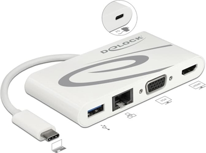 Attēls no Delock USB Type-C™ 3.1 Docking Station HDMI 4K 30 Hz + VGA + LAN + USB PD