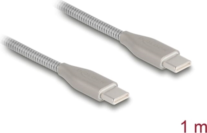 Attēls no Delock USB-C™ cable USB 2.0 with metal sheath USB Type-C™ male to male PD 3.0 60 W 1 m silver