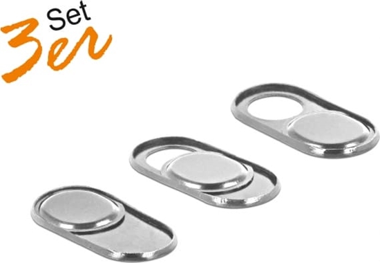 Picture of Delock Webcam Cover for Laptop, Tablet and Smartphone 3 pack silver