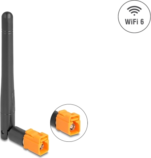 Picture of Delock WiFi 6 Antenna FAKRA M jack 2.5 - 3.0 dBi omnidirectional with tilt joint black