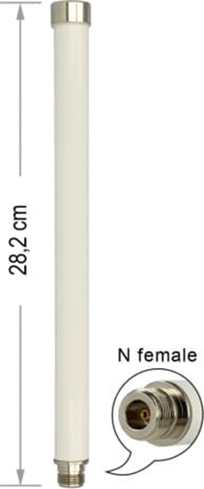 Picture of Delock WLAN 802.11 ac/a/h/b/g/n Antenna N jack 6 - 8 dBi 28 cm omnidirectional fixed outdoor white