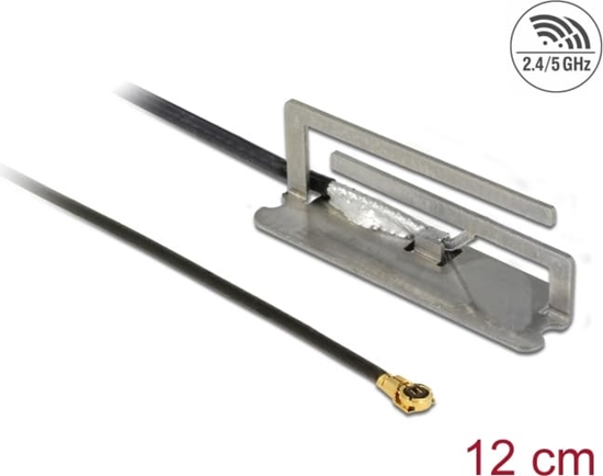 Picture of Delock WLAN 802.11 ac/ax/a/h/b/g/n Antenna I-PEX Inc., MHF® 4L plug 1.6 dBi 1.13 12 cm PIFA internal
