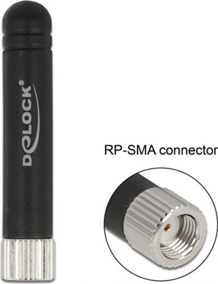 Attēls no Delock WLAN 802.11 b/g/n Antenna RP-SMA plug 1.7 - 3.7 dBi omnidirectional fixed with flexible material black