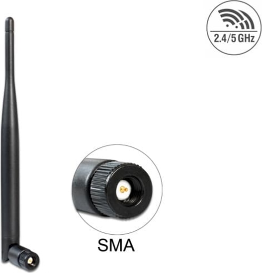 Picture of Delock WLAN Antenna 802.11 ac/a/b/g/n SMA 4 - 5 dBi omnidirectional joint black