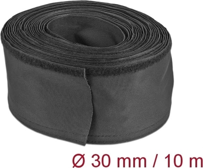 Attēls no Delock Woven Sleeve with Hook-and-Loop Fastener heat-resistant 10 m x 30 mm black
