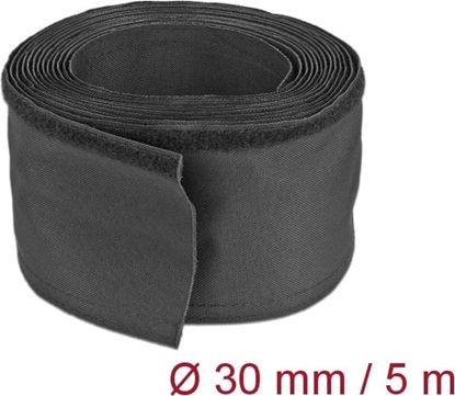 Attēls no Delock Woven Sleeve with Hook-and-Loop Fastener heat-resistant 5 m x 30 mm black