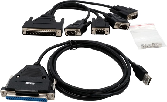 Picture of Exsys EX-1324-37P USB 2.0 zu 4x Seriell, RS-232 Ports mit 37 Pin Buchse, Konverter, FTDI, schwarz, 1,8 m