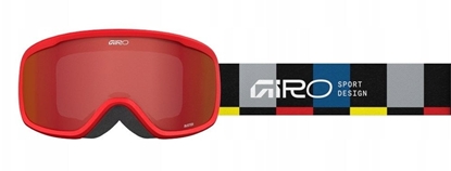 Attēls no Giro Gogle zimowe juniorskie GIRO BUSTER BLACK BLOCKS (OTG) (Cylindrical) (Lustrzana szyba kolorowa AMBER SCARLET 19-42% S2) (NEW 2025/2026)