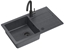 Изображение GO- MAX CZARNY zlewozmywak granitowy 1-k z/o (77x44x17,5) + bateria very black + syfon manualny z zalepk very black