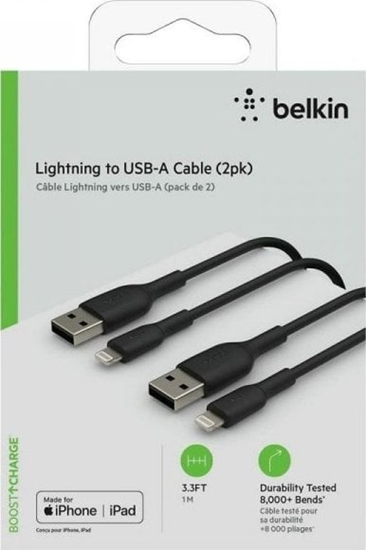 Picture of Kabel USB Belkin Lightning - USB-A 1 m Czarny (CAA001BT1MBK2PK)