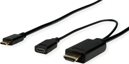 Picture of Kabelis TypeC > HDMI + TypeC(PD), melns, 2.0m, Roline