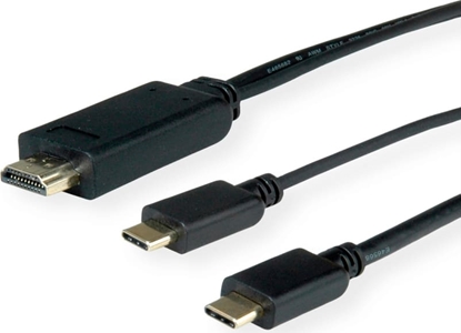 Изображение Kabelis TypeC > HDMI + TypeC, M / M, 2m, Roline