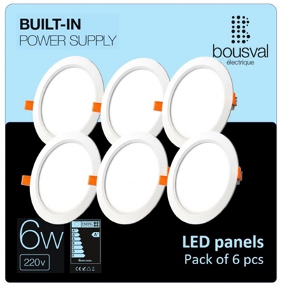 Attēls no Komplekts 6 gabali apaļas formas LED paneļi 6W 3000K 118x29mm ar iebūvētu vadības bloku