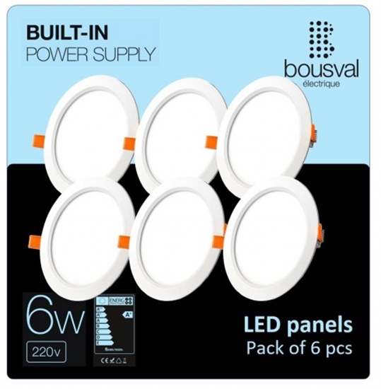 Picture of Komplekts 6 gabali apaļas formas LED paneļi 6W 3000K 118x29mm ar iebūvētu vadības bloku