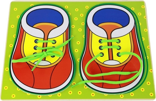 Picture of LeanToys Drewniana Zabawka Edukacyjna Nauka Wizania Sznurówek