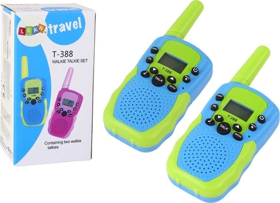 Изображение LeanToys Walkie Talkie Krótkofalówki Zielono - Niebieski Zasig 3km Dla Dzieci
