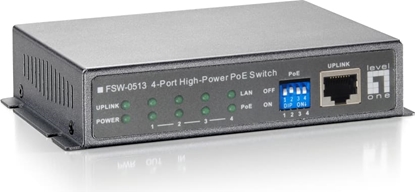 Picture of Level One LevelOne FSW-0513 tīkla pārslēgs Fast Ethernet (10/100) Power over Ethernet (PoE) Melns, Pelēks