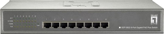 Picture of Level One LevelOne GEP-0822 tīkla pārslēgs Gigabit Ethernet (10/100/1000) Power over Ethernet (PoE) Pelēks
