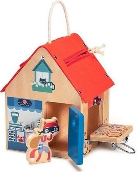 Picture of Lilliputiens LILLIPUTIENS Drewniany domek manipulacyjny z zamkami Lisek Wamywacz 3 lata+