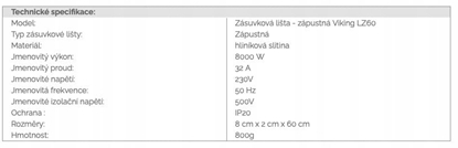 Picture of Listwa zasilajca Triton Viking LZ60 listwa zasilajca wpuszczana, szara