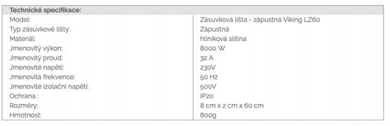 Picture of Listwa zasilajca Triton Viking LZ60 listwa zasilajca wpuszczana, szara