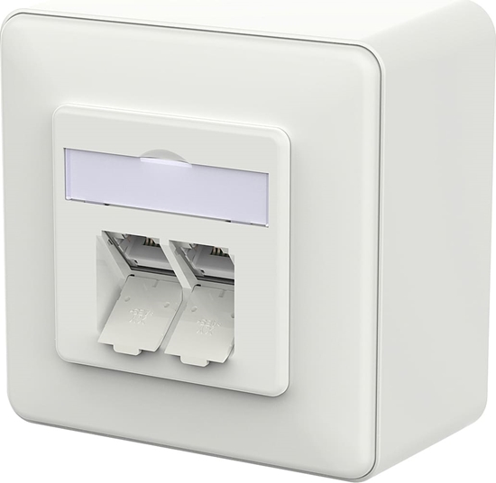 Picture of Metz Connect E-DAT C6A LSA++ Dose, 2 Port, AP, verkehrsweiß