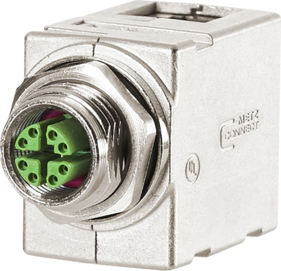 Picture of Metz Connect M12 Panel feed through adapters, X-coded, to RJ45 - angled