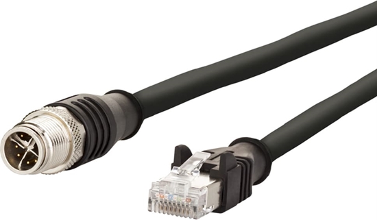 Изображение Metz Connect Verbindungsleitung M12 ST-RJ45 ST, 4-polig X-kodiert, schwarz, 5 m