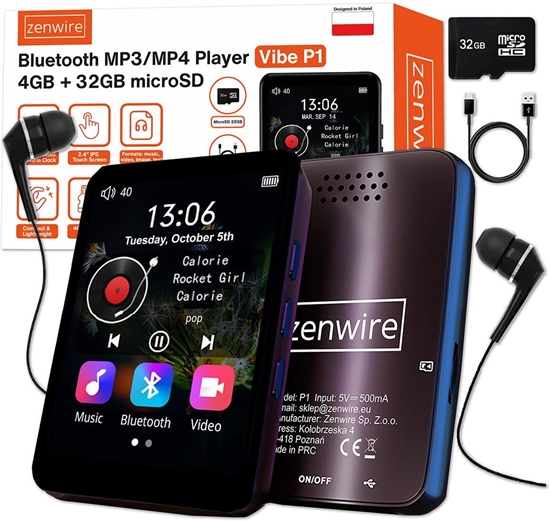 Picture of Odtwarzacz Przenony MP3 MP4 Bluetooth Radio FM Dyktafon SD Suchawki 36GB