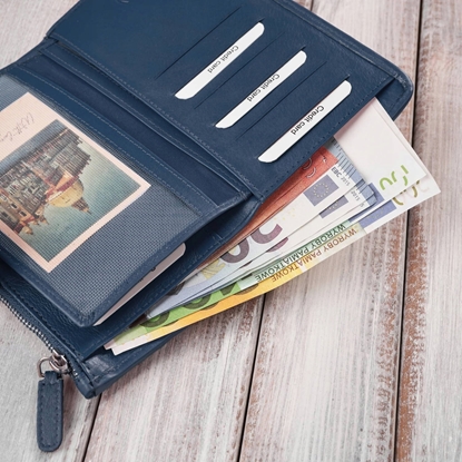 Picture of Paolo Peruzzi Duy portfel damski granatowy handmade z ochron RFID AY-08-DB