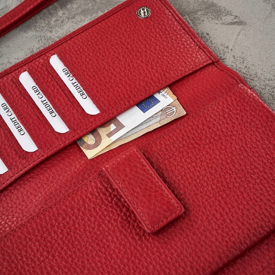 Picture of Paolo Peruzzi Duy portfel damski skórzany czerwony z miejscem na telefon kopertówka T-141-RD