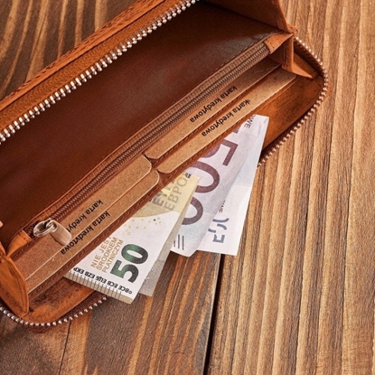 Picture of Paolo Peruzzi Portfel damski skórzany pomaraczowy w geometryczny wzór RFID T-116-HOR