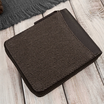 Picture of Paolo Peruzzi Portfel mski brzowy zapinany na zamek i baweniany canvas AY-07-BR