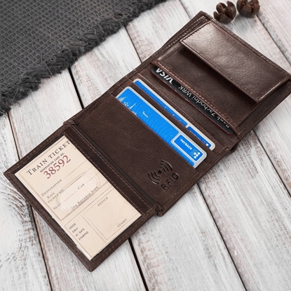 Picture of Paolo Peruzzi Portfel mski skórzany brzowy klasyczny elegancki z ochron RFID AY-10-BR