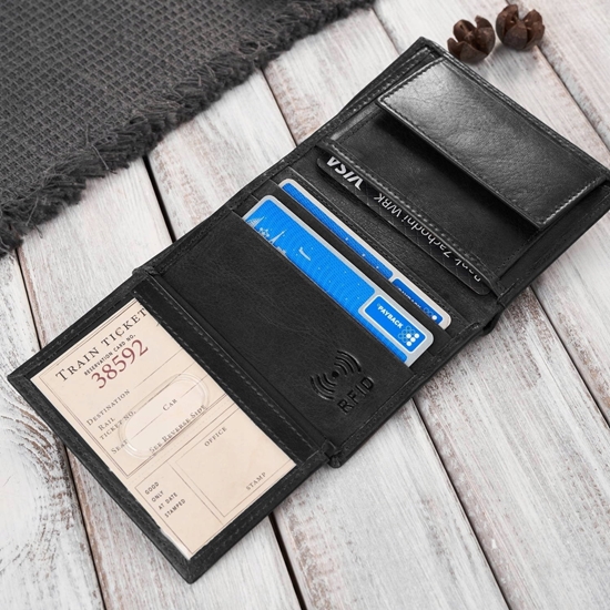 Picture of Paolo Peruzzi Portfel mski skórzany czarny w klasycznym fasonie z ochron RFID AY-10-BL