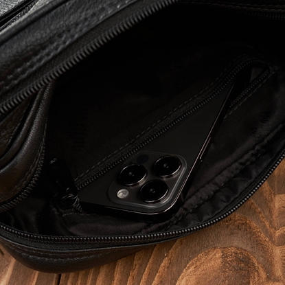 Attēls no Paolo Peruzzi Saszetka mska do rki skórzana dwukomorowa czarna T-131-BL