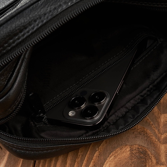 Picture of Paolo Peruzzi Saszetka mska do rki skórzana dwukomorowa czarna T-131-BL