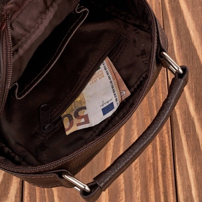 Attēls no Paolo Peruzzi Saszetka mska na rami skórzana elegancka do pracy praktyczna brzowa T-128-BR