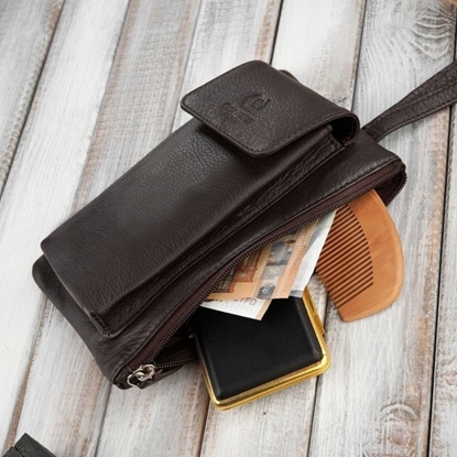 Attēls no Paolo Peruzzi Saszetka mska skórzana do rki brzowa T-90-BR