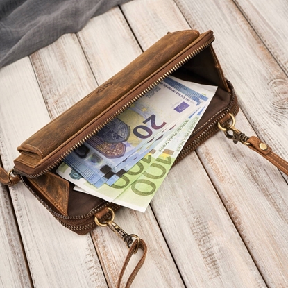 Attēls no Paolo Peruzzi Skórzana kopertówka damska do rki na rami portfel damski T-137-HBR