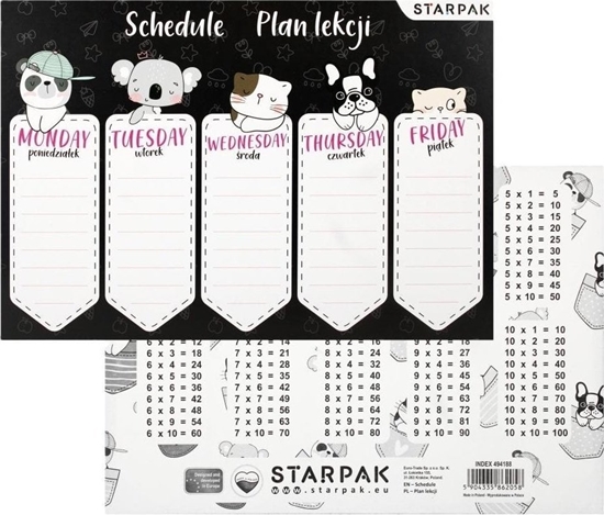 Picture of Plan lekcji z tabliczk mnoenia Minisy (25szt)