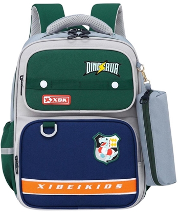 Picture of Plecak Szkolny Naszywki Dinozaur Z Piórnikiem Szary 16L