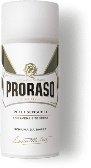 Изображение Proraso Shaving Foam Sensitive Skins, Shaving mousse, Men, Sensitive skin, 300 ml, Anti-irritation, Soothing, Green tea, Oat kernel extract